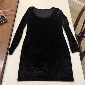 Short Black Crushed Velvet Dress